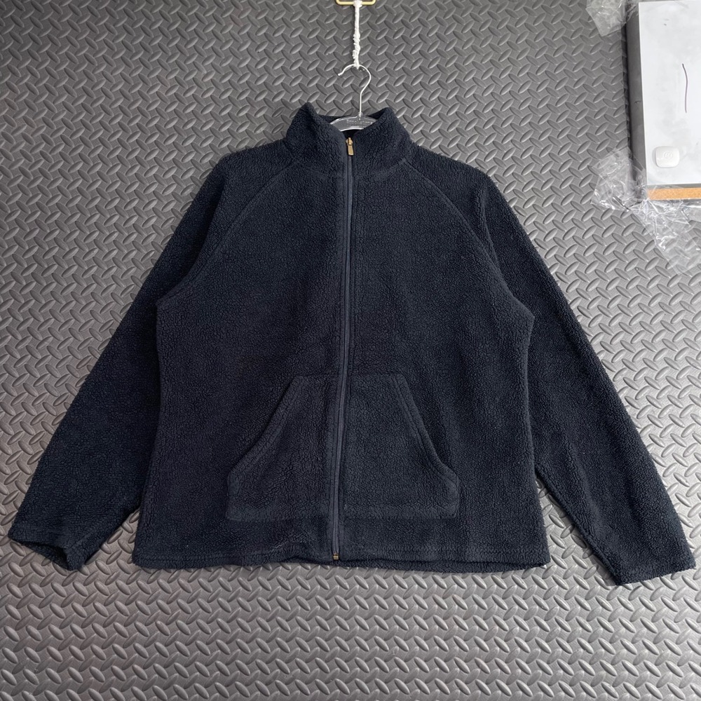 CG L CG Black Fluffy Full Zip Up Jacket Casual Wear Women's Size‎ XL